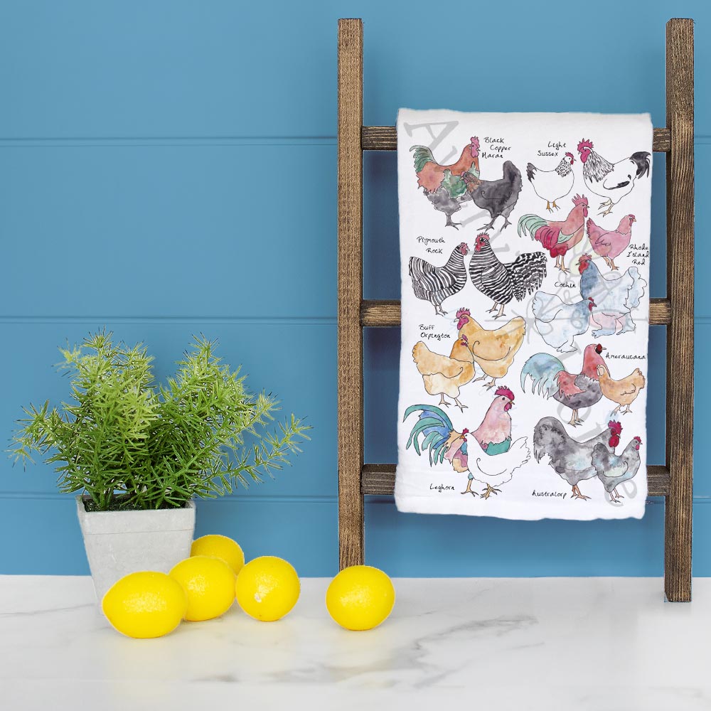 Chicken Breeds Homestead Kitchen Décor Tea Towel