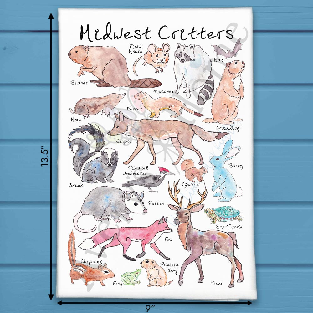 Midwest Critters Tea Towel