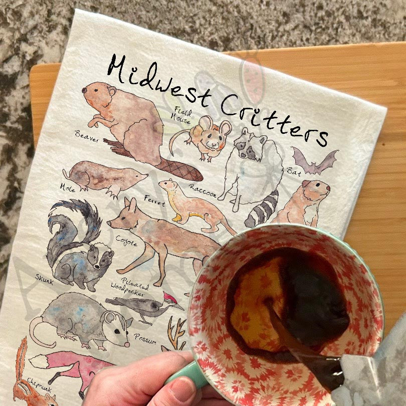 Midwest Critters Tea Towel
