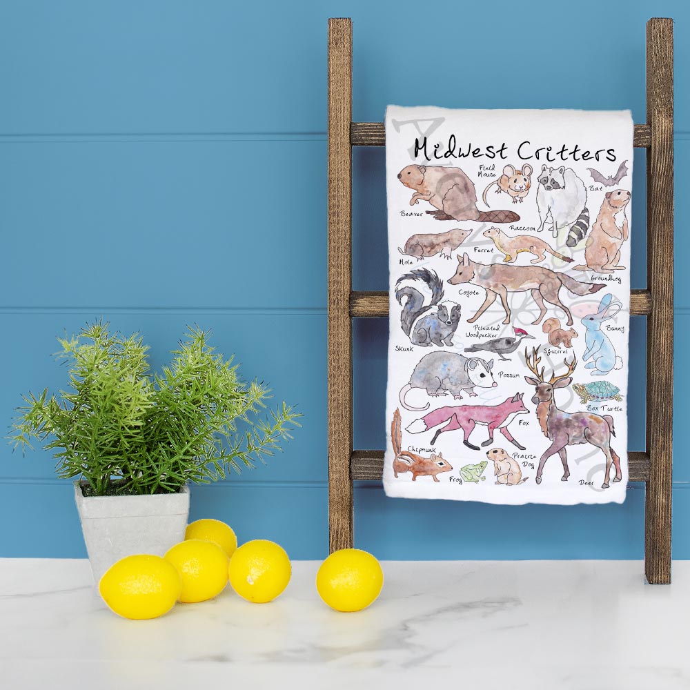 Midwest Critters Tea Towel