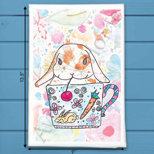 Easter Bunny Teacup Tea Towel – Spring Decor