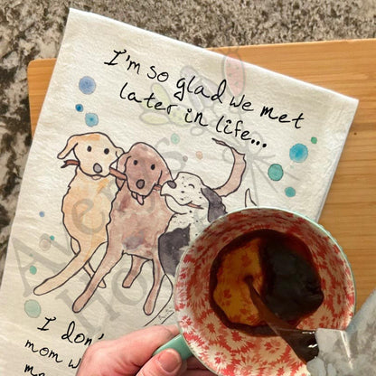 So Glad we Met Dog Friendship Kitchen Home Décor Tea Towel