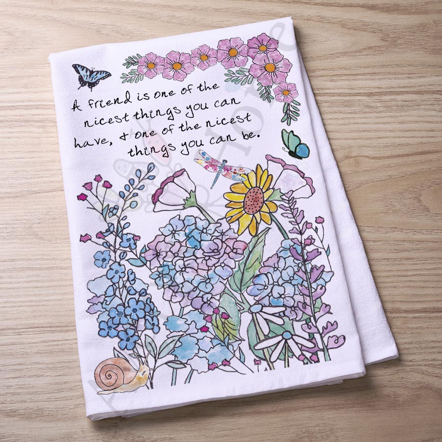 Friendship & Flower Garden Kitchen Towel
