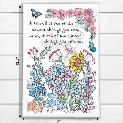 Friendship & Flower Garden Kitchen Towel