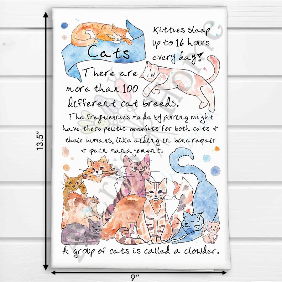 Cat Facts Kitchen Towel