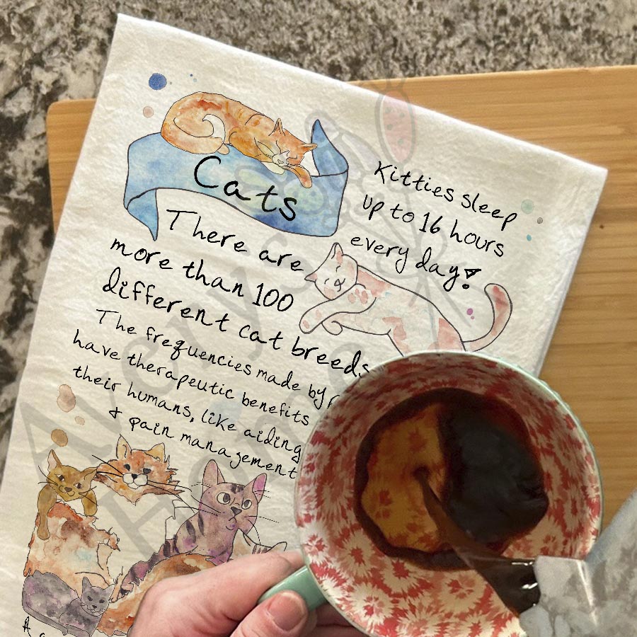 Cat Facts Kitchen Towel