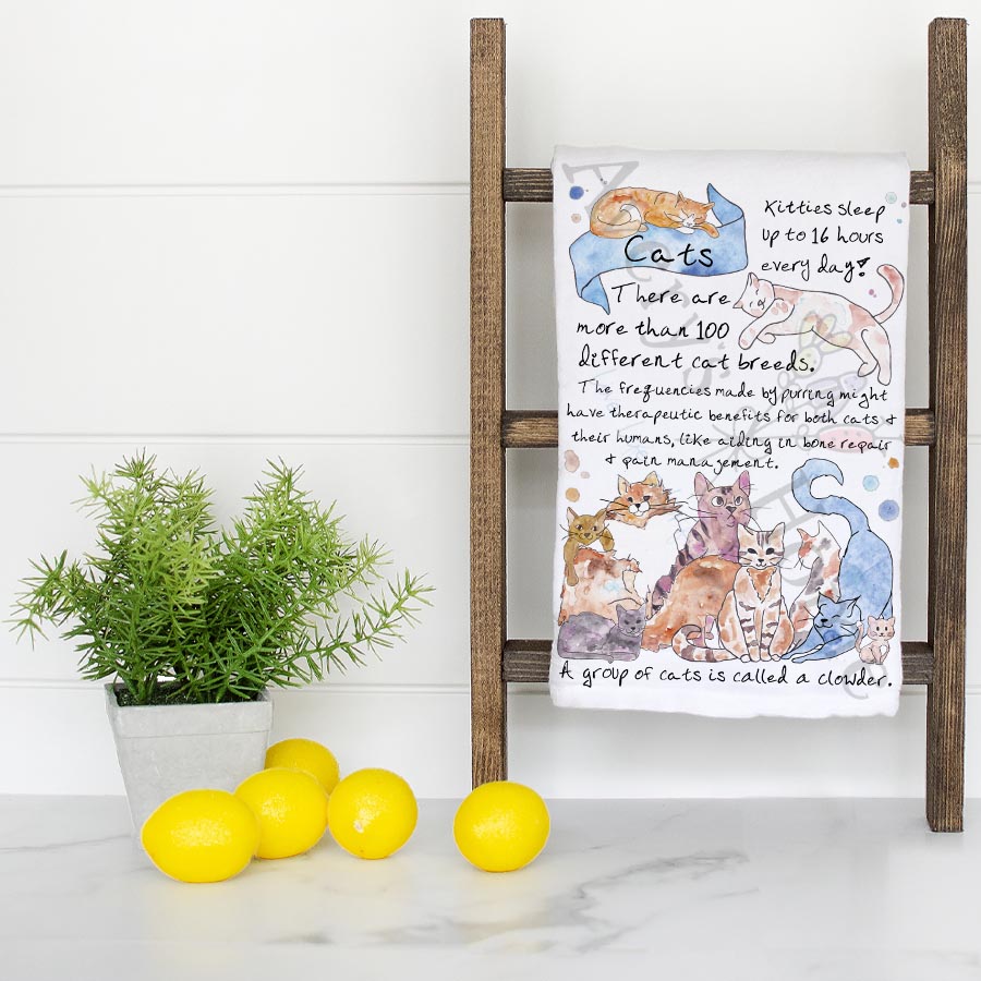 Cat Facts Kitchen Towel