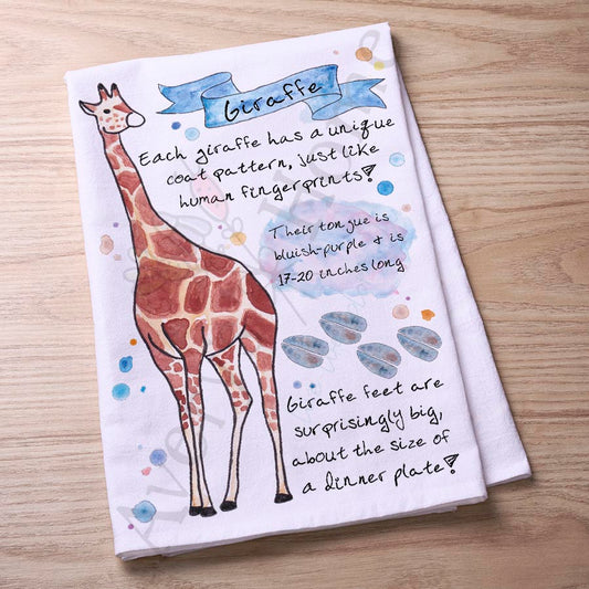 Giraffe Facts Kitchen Towel