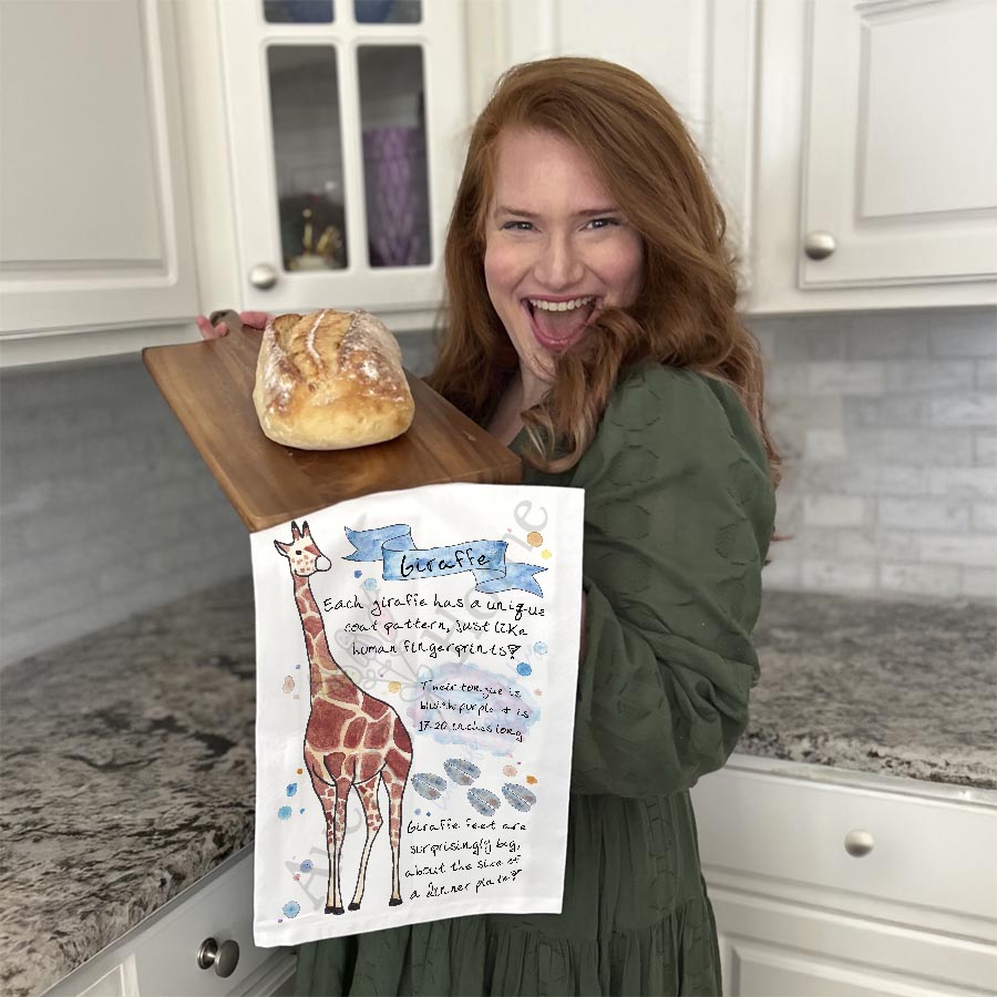 Giraffe Facts Kitchen Towel