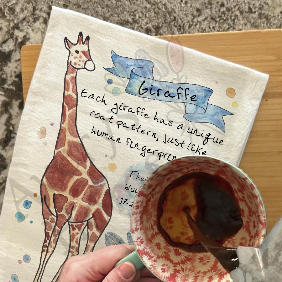 Giraffe Facts Kitchen Towel