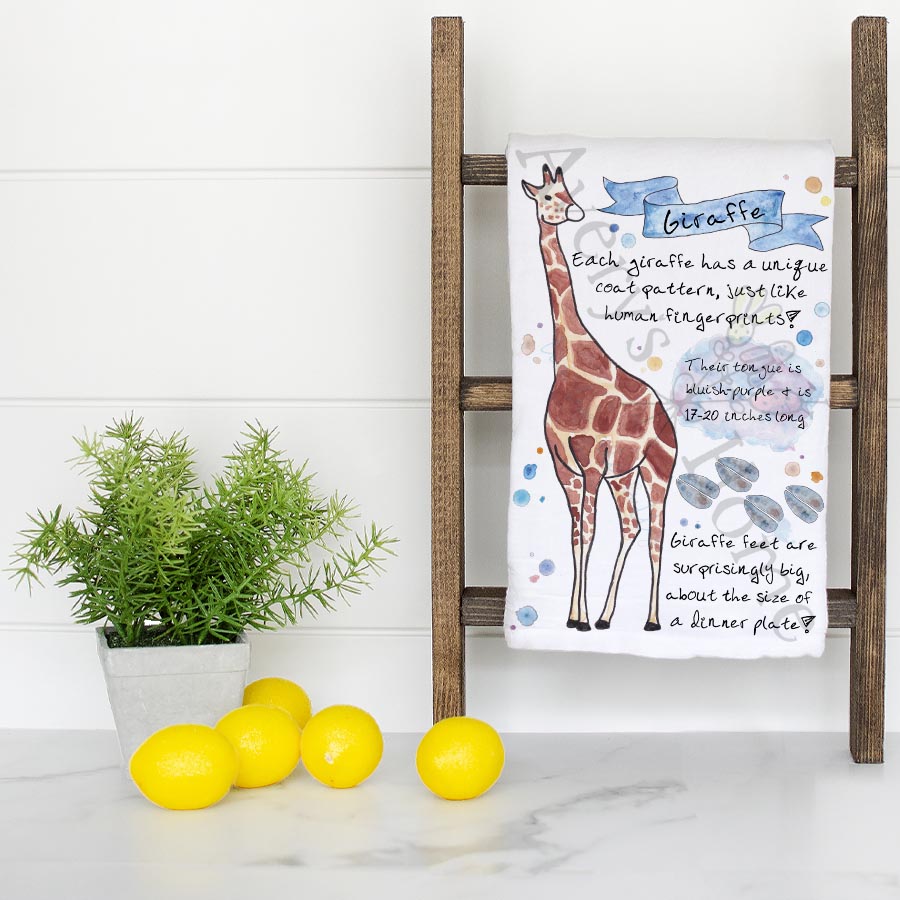 Giraffe Facts Kitchen Towel