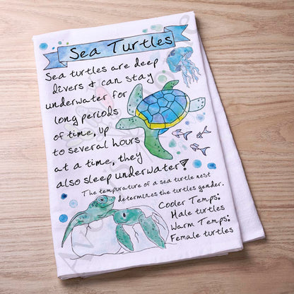 Sea Turtle Facts Kitchen Towel