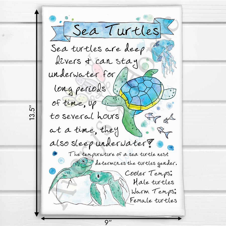Sea Turtle Facts Kitchen Towel
