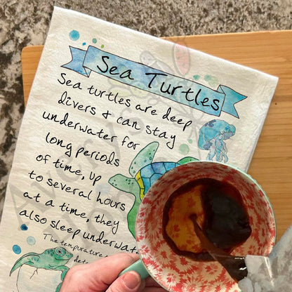 Sea Turtle Facts Kitchen Towel