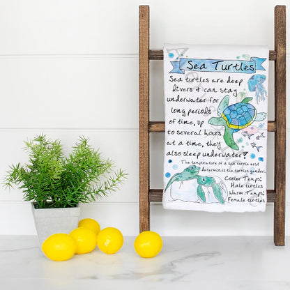 Sea Turtle Facts Kitchen Towel