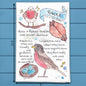Robin Bird Facts Tea Towel – Gardener Decor