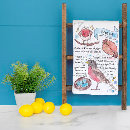Robin Bird Facts Tea Towel – Gardener Decor
