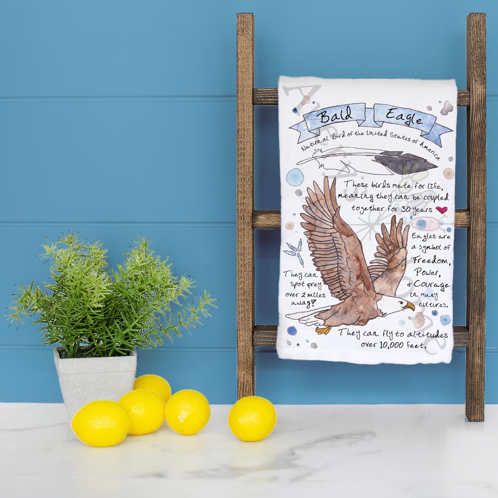 Bald Eagle Bird Facts Garden Kitchen Décor Tea Towel