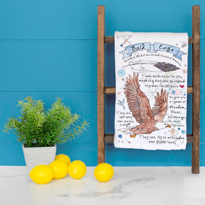 Bald Eagle Bird Facts Garden Kitchen Décor Tea Towel