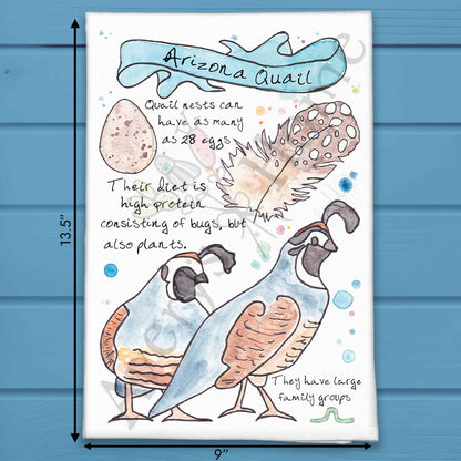 All About the Arizona Quail Tea Towel – Desert Feathered Friend