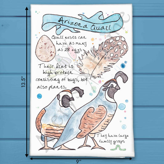 All About the Arizona Quail Tea Towel – Desert Feathered Friend