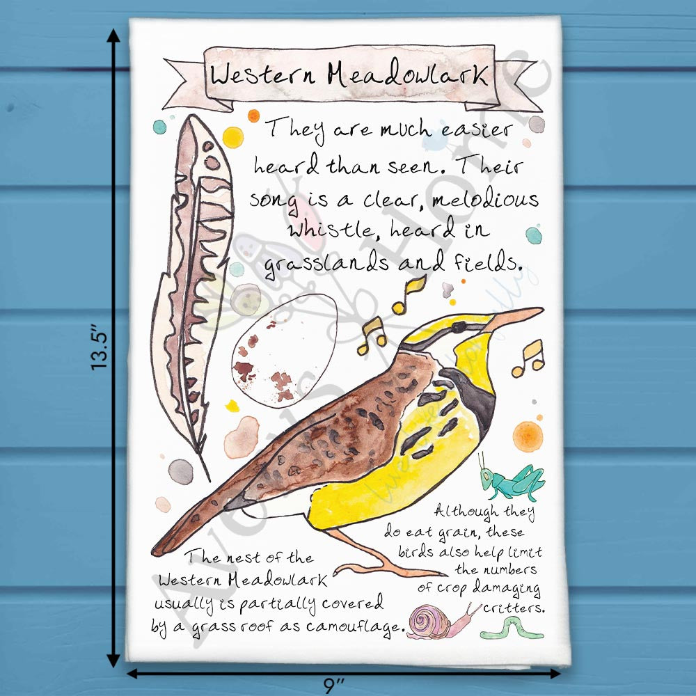Western Meadowlark Bird Facts Garden Kitchen Décor Tea Towel