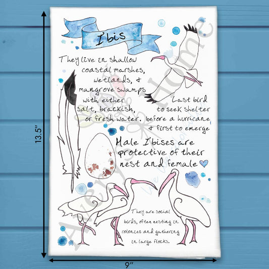 Ibis Bird Facts Garden Kitchen Décor Tea Towel