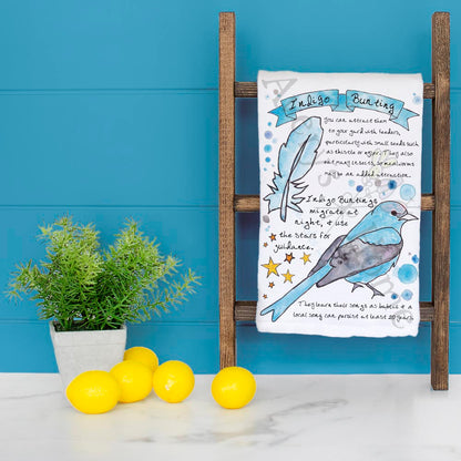 Indigo Bunting Bird Facts Garden Kitchen Décor Tea Towel