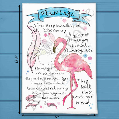 Flamingo Bird Facts Garden Kitchen Décor Tea Towel