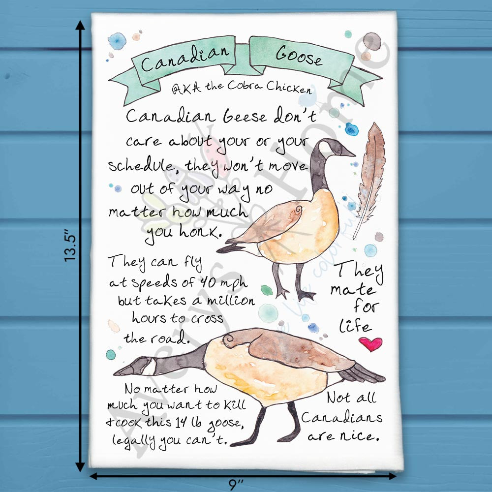 Canadian Goose Bird Facts Garden Kitchen Décor Tea Towel