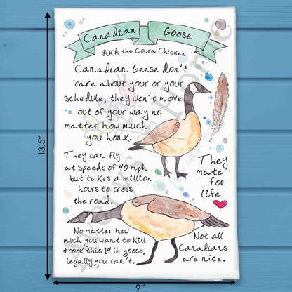 Canadian Goose Bird Facts Garden Kitchen Décor Tea Towel