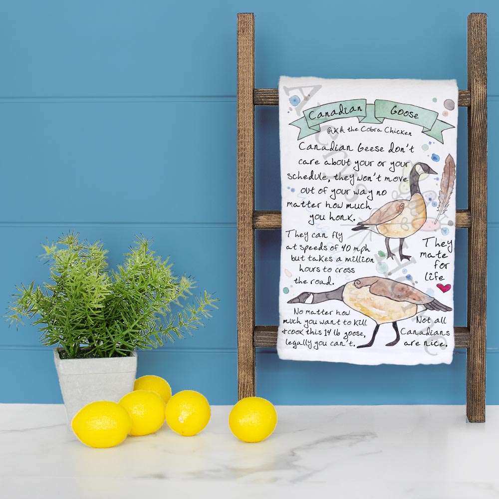 Canadian Goose Bird Facts Garden Kitchen Décor Tea Towel