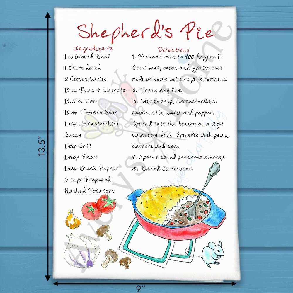 Shepherd’s Pie Recipe Tea Towel – Cozy Casserole Style