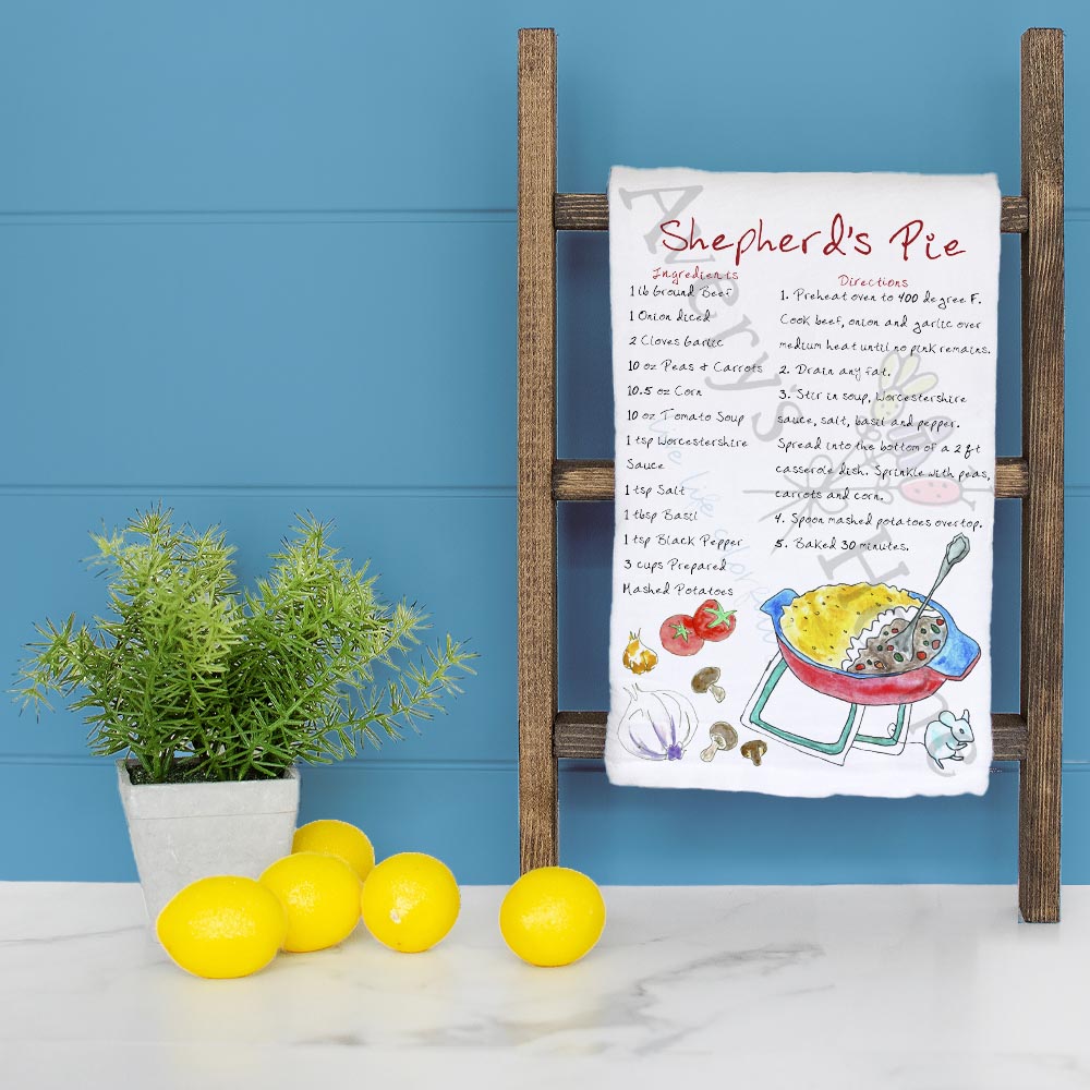 Shepherd’s Pie Recipe Tea Towel – Cozy Casserole Style