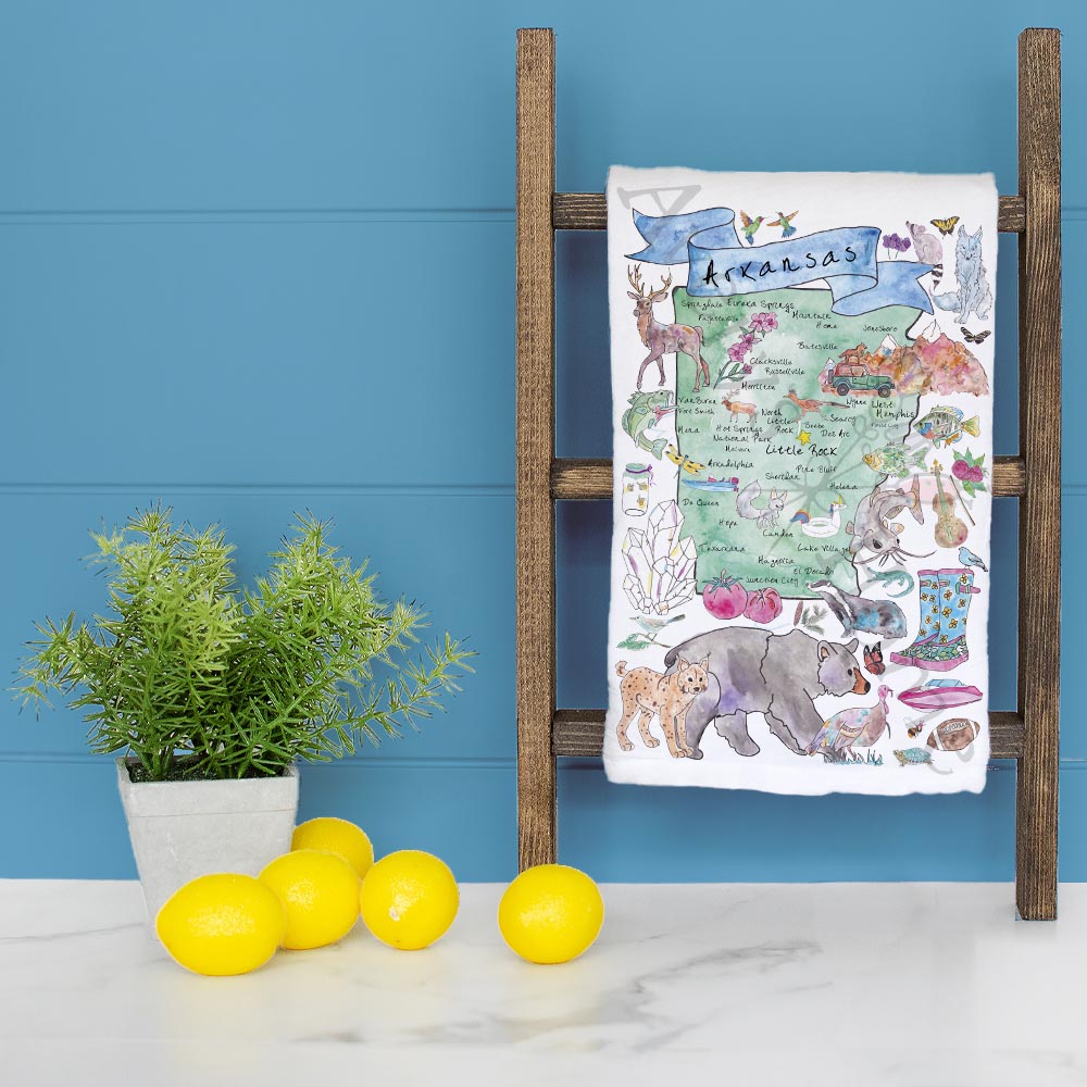 Arkansas State Map Tea Towel – Natural State Accent