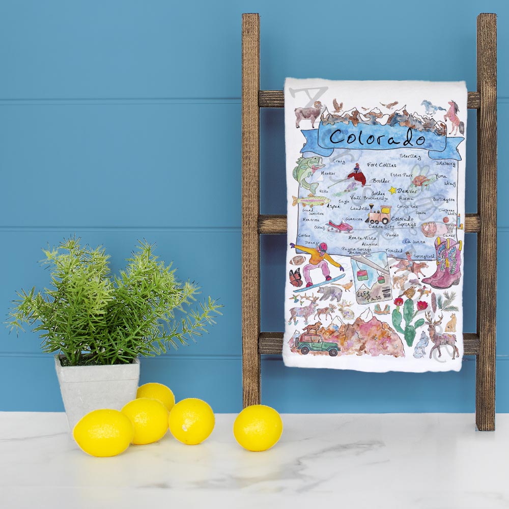 Colorado Ski & Hike Map Tea Towel – Rocky Mountain Love