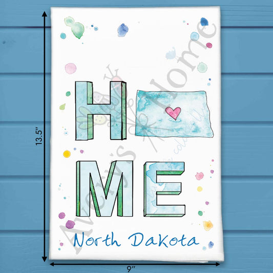 HOME in North Dakota Kitchen Décor Tea Towel