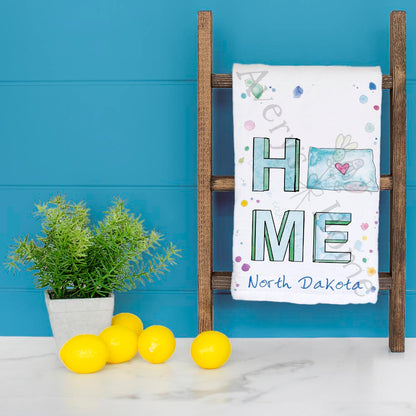 HOME in North Dakota Kitchen Décor Tea Towel