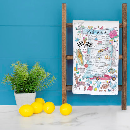 Indiana State Map Tea Towel