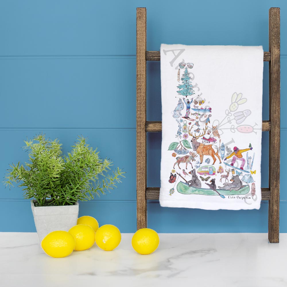 Idaho Icons Tea Towel – Camping, Lakes & Trails