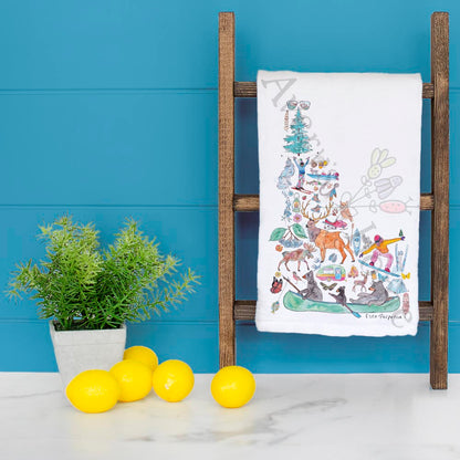 Idaho Icons Tea Towel – Camping, Lakes & Trails