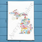 Michigan State Icons Tea Towel – Freshwater Life