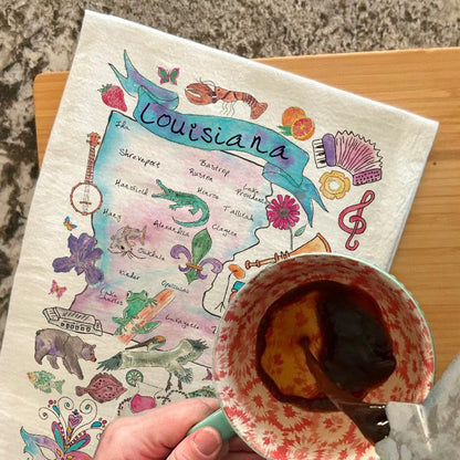 Louisiana Map Tea Towel – Culture, Cuisine & Jazz