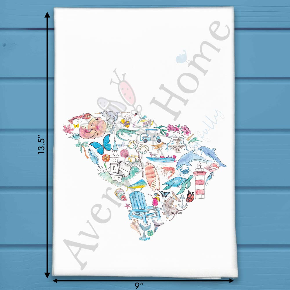 South Carolina State Icons Tea Towel – Beach & Bloom