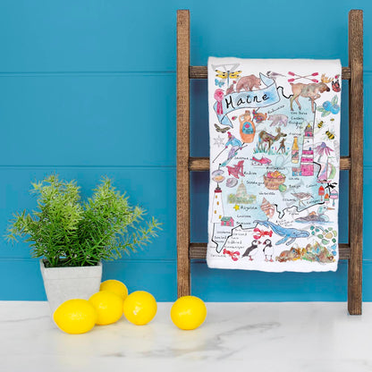 Maine Map Tea Towel – Lobsters, Pines & Pride