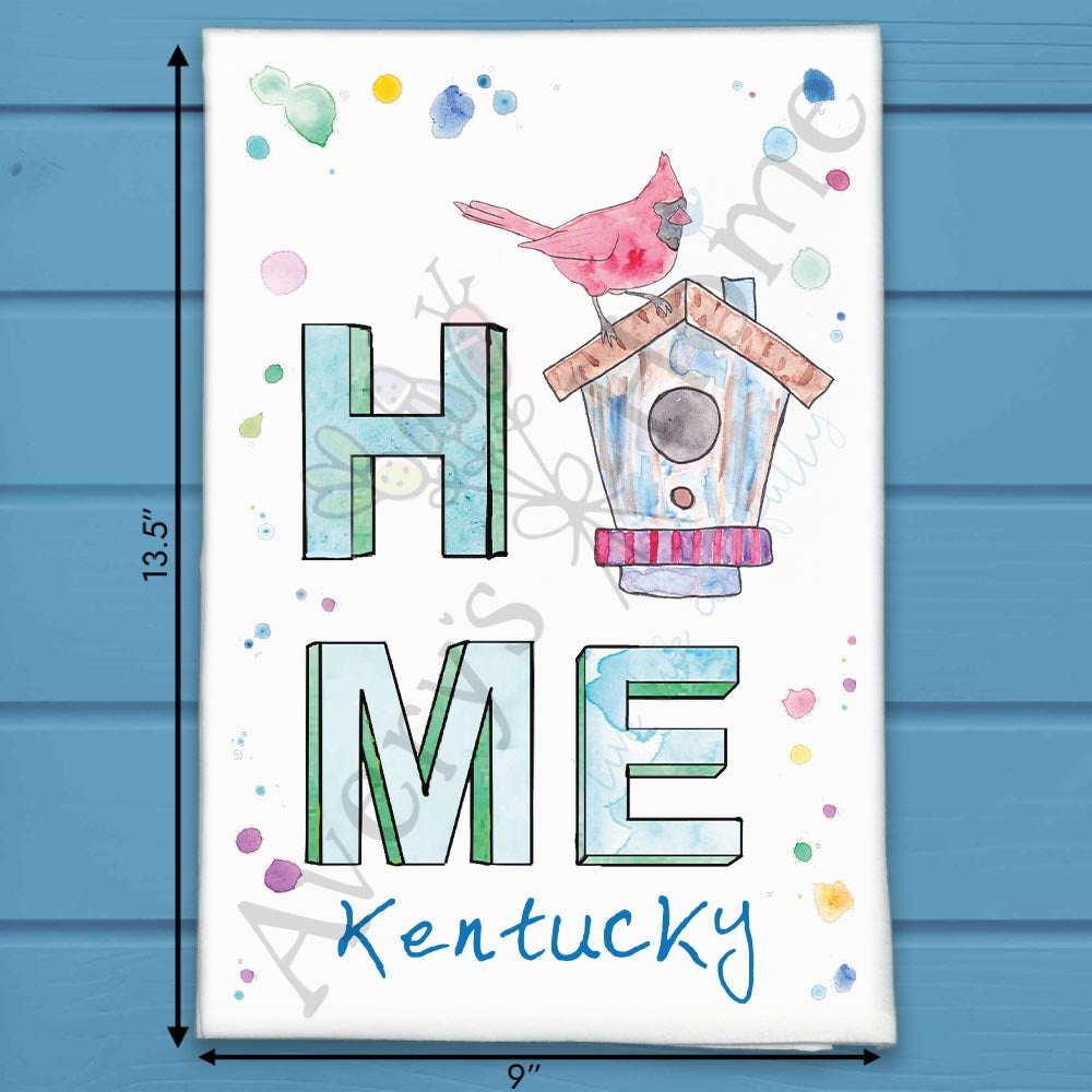 Kentucky Birding HOME State Bird & House Kitchen Tea Towel