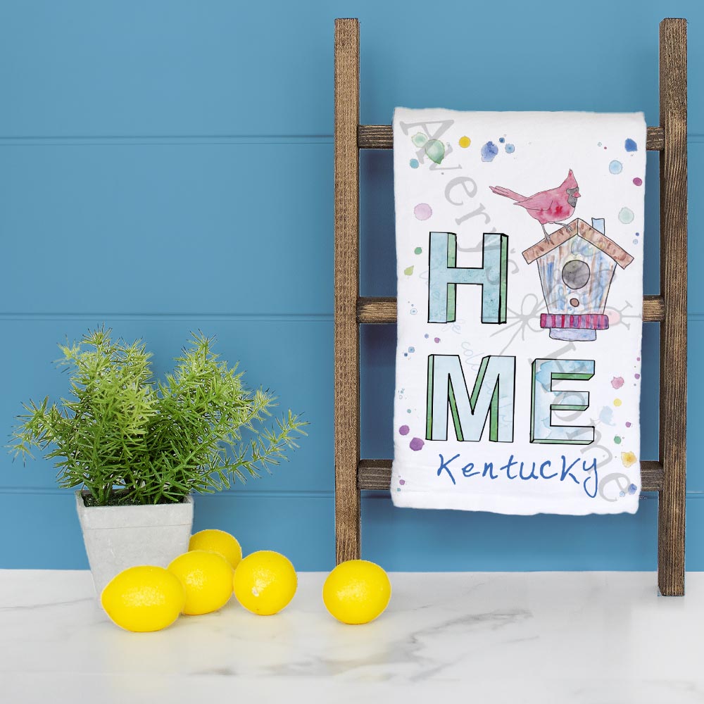 Kentucky Birding HOME State Bird & House Kitchen Tea Towel