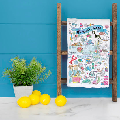Massachusetts Map Tea Towel – From Boston to the Cape