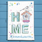 Massachusetts Birding HOME State Bird & House Tea Towel