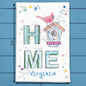 Virginia Birding HOME State Bird & House Kitchen Tea Towel